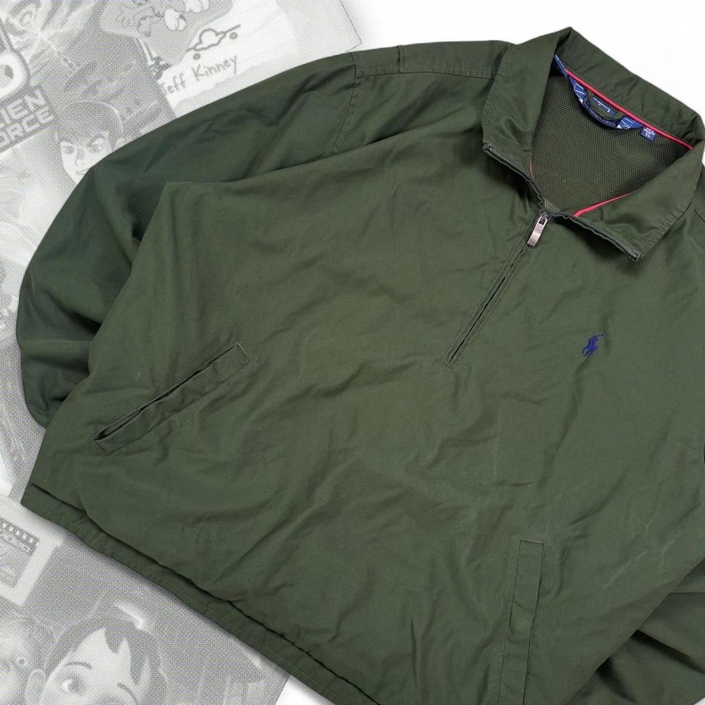 Vintage 90’s Green Polo Ralph Lauren Quarter Zip Jacket Pullover Windbreaker